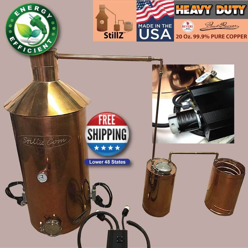 StillZ 50 Gal Copper Electric Still 240 V, 2-5500W Elements  Digital Controller